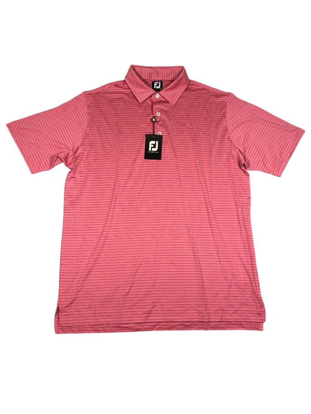 FootJoy Mens XL Pink Striped Performance Golf Polo Shirt Polyester NWT